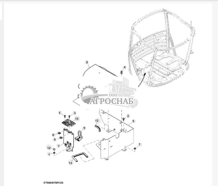Крепежные детали контроллера кабины, базовый вариант исполнения 